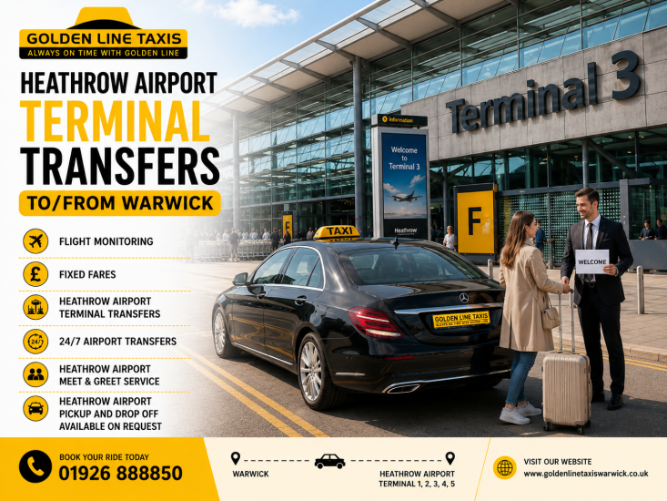 Heathrow Airport Terminal Transfers To From Warwick.